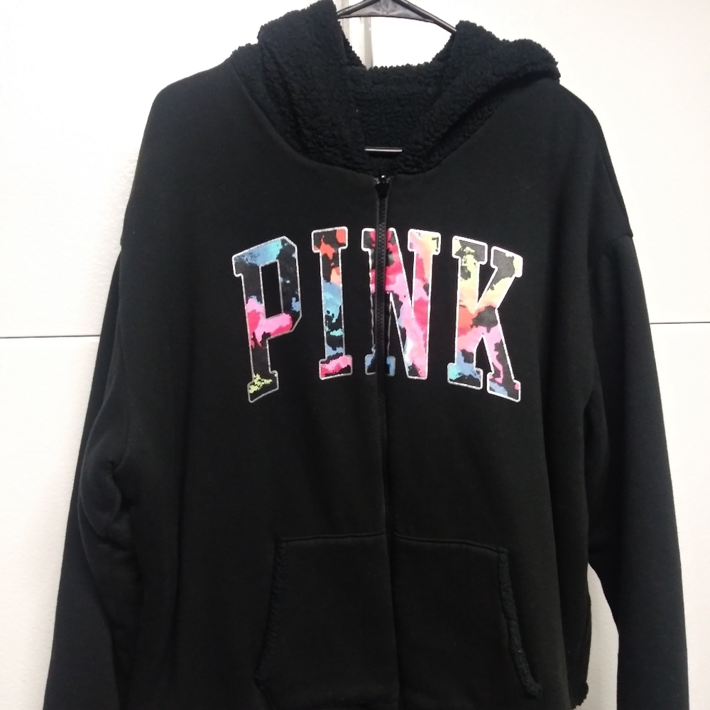 VS Pink reversible full zip hoodie